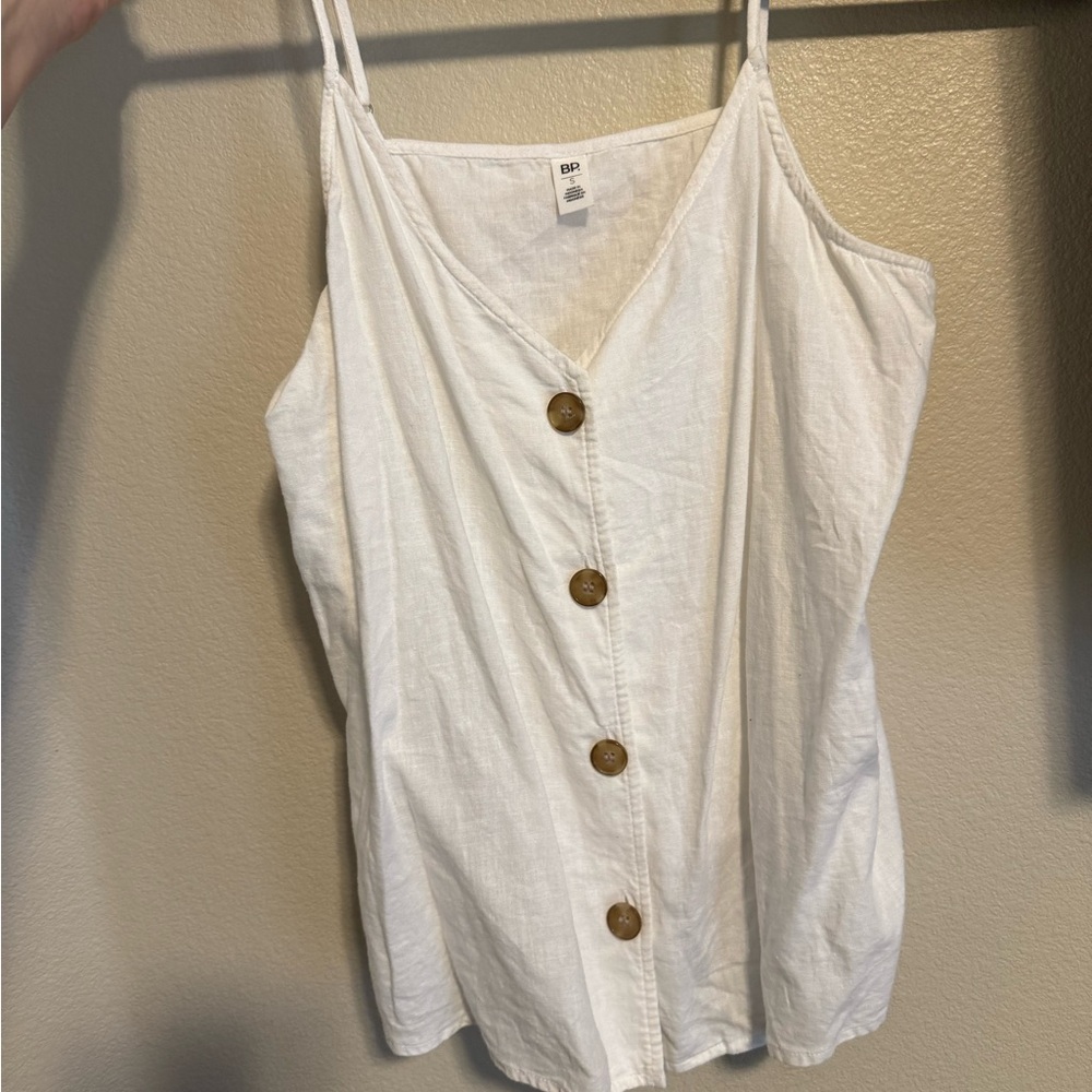BP White Linen Button-Up Camisole